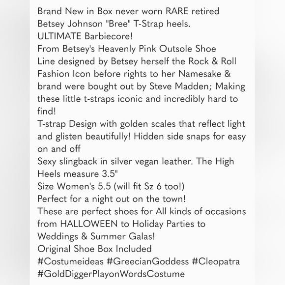 New inBox RARE Orig Betsey Johnson  Pink Bottom T-Strap Gold Silver Heels 5.5, 6 - Picture 12 of 12